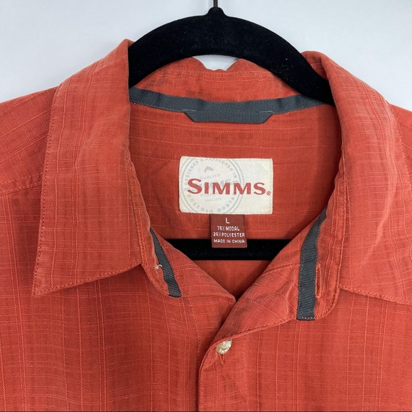 Simms Burnt Orange Button Down Shirt Short Sleeve Men’s Size L. J - Picture 3 of 7